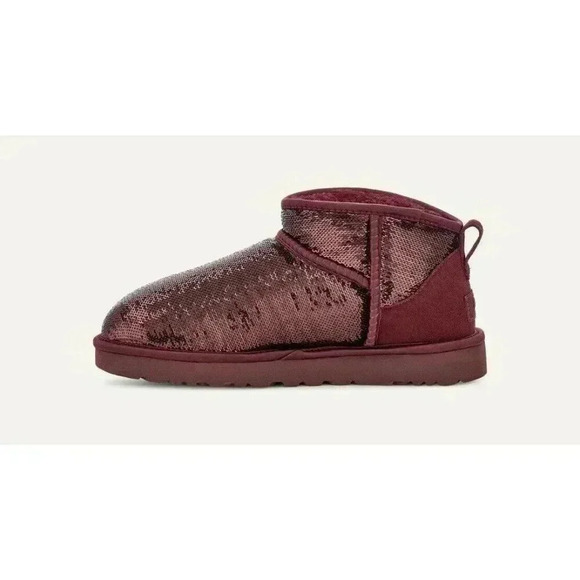 UGG CLASSIC ULTRA MINI MIRROR BALL WILD GRAPE WOMAN'S BOOTS SIZE 8 AUTHENTIC NEW - Picture 3 of 10